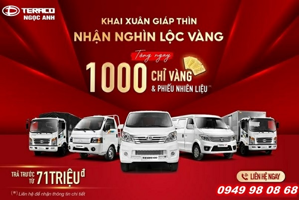 “KHAI XUÂN GIÁP THÌN – NHẬN NGHÌN LỘC VÀNG” KHI MUA XE TERACO TRONG THÁNG 3/2024